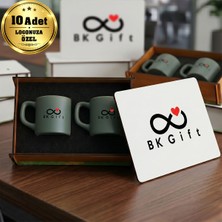 BK Gift Logonuza Özel 10 Adet Kutulu Koyu Yeşil Renk Kahve Fincanı Seti – Kutulu Seramik Fincan Kurumsal Hediye Seti