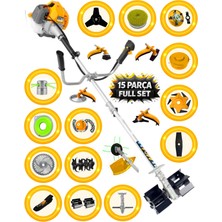 EISENN Eısenn German 15 Parça Set Gtec Motor Yan Tipi Ot Çim Biçme Tırpanı Toprak Eşeleme Akrobat Çapa Aparatı Misina
