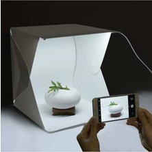 Uravas Store 20 x 20 cm Profesyonel Stü LED Işıklı Çift Sıra Ürün Fotoğraf Çekim Çadırı