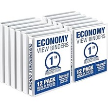 Uravas Store Samsill Economy View Yuvarlak Halkalı Ciltleme Beyaz, 12 Adet 2,54 cm Beyaz