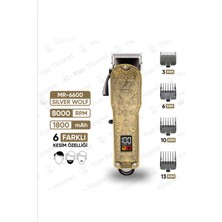 Jasper JPR-6600 Silver Wolf Şarj Göstergeli 6 Kademeli 8000 Rpm 1800 Mah Saç Sakal Tıraş Makinesi Erkek Bak