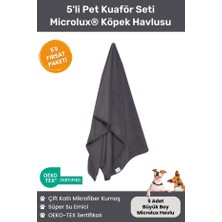 Oya Pet 5'li Pet Kuaför Havlusu Seti Microlux® Süper Su Emici Hızlı Kuruyan Yıkanabilir Havlu Set - Gri