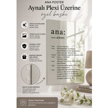 TASARIM ŞEYLER Anneler Günü Özel Aynalı Pleksi 30X45 Boyutta Poster – “ana” Tasarım | Uv Baskı, Yapışkan Bantlı Kolay Montaj, Modern Dekoratif Tablo