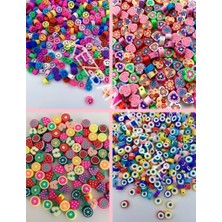 Kezban Tekstil 100 Adet 10MM Renkli Polimer Kil Fimo Boncuk Seti 25'li Takı Yapımı İçin Uygun