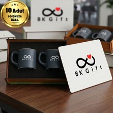 BK Gift Logonuza Özel 10 Adet Kutulu Antrasit Renk Kahve Fincanı Seti – Kutulu Seramik Fincan Kurumsal Hediye Seti