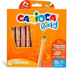 Uravas Store Carioca 3 In 1 Bebek Ahşap Gövdeli Boya Kalemi, 10'lu