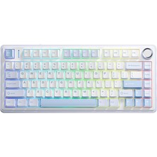 Aula F75 Mekanik Rgb Klavye Tkl Crescent Switch Tri Mode Kablosuz Makrolu Hot Swap Gaming Oyuncu Klavyesi Buz Mavisi