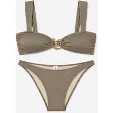Brandhills Olive Renk Tokalı Straplez Geniş Askılı Bikini Takımı
