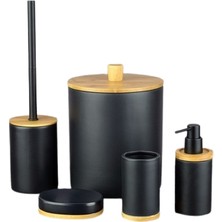 Tohana Seramik Banyo Seti Siyah - Bambu Malzemeden Yapılmış Beşli Set Modern Tasarım