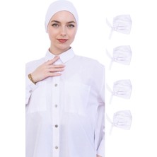Modish Group Kadın Tesettür Bone Bağcıklı Dikişsiz Penye 4 Parça Set