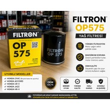 Filtron OP575 Yağ Filtresi | Honda Civic / Accord / Jazz / City / Cr-V Uyumlu | Oem Kalite