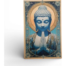 Hedea Mavi Buddha Meditasyon Ahşap Tablo - Aydınlanma ve Içsel Huzur Dekoru - 16X25 cm Özel Baskı Spiritüel Sanat