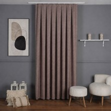 Mebelport Curtain Sık Pileli Keten Blackout Perde - %100 Karartma Fon Perde - Hazır Korniş Dikimli