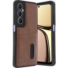 Zenvia Mey Ithalat®  Realme C65 Sara Kartvizitli Deri Kılıf - Taba