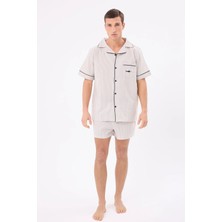 Marısılk™ Seastrıpe Erkek Yazlık Şortlu Gömlekli Pijama & Lounge Takımı