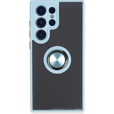 Zenvia Mey Ithalat®  Samsung Galaxy S23 Ultra Kılıf Montreal Yüzüklü Silikon Kapak - Buz Mavi