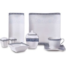 Korkmaz Link Collection 28 Parça Kare Kahvaltı Takımı 6 Kişilik Desenli New Bone Malzeme