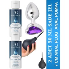 Aşkın Deposu Deromeya Health - 50 ml Süper Kaydırıcı Jel+ Çok Özel Elmas Taşlı Kalpli Analplug 7 Cm+Anal Pompa Süper Set 2 Adet 50 ml Jel Avantajlı Paket