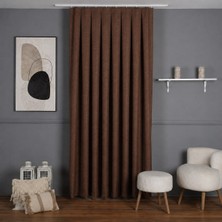 Mebelport Curtain Sık Pileli Keten Blackout Perde - %100 Karartma Fon Perde - Hazır Korniş Dikimli