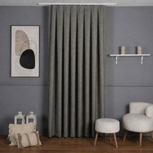 Mebelport Curtain Sık Pileli Keten Blackout Perde - %100 Karartma Fon Perde - Hazır Korniş Dikimli