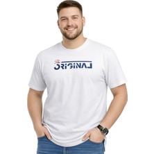 Battal Moda Battalmoda Erkek Büyük Beden Beyaz Bisiklet Yaka Kısa Kollu Original Tişört 3xl-4xl-5xl-6xl