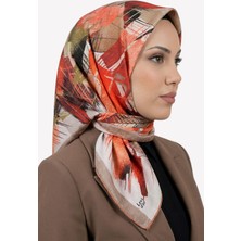 Hadiora Kadın Turuncu Soyut Desenli Kristal Eşarp