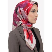 Hadiora Kadın Fuşya Soyut Desenli Kristal Eşarp