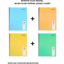 Mynote Flex Pastel Defter A4 40+60+72+80 Yaprak Çizgili 4'lü Set