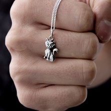 Ebrar Silver Gümüş Kedi Kolye 925 Ayar Gümüş Kedi Figürlü Unisex Kolye