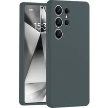 Zenvia Mey Ithalat®  Samsung Galaxy S25 Ultra Kılıf Nano Içi Kadife Silikon - Koyu Yeşil