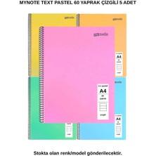 Mynote Text Pastel Defter A4 60 Yaprak Çizgili 5 Adet