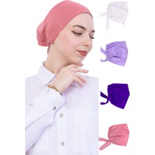 Modish Group Kadın Tesettür Bone Bağcıklı Dikişsiz Penye 4 Parça Set