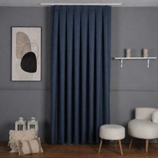 Mebelport Curtain Sık Pileli Keten Blackout Perde - %100 Karartma Fon Perde - Hazır Korniş Dikimli