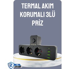 Zenvia Zcv Mey Ithalat® Anahtarlı Çoklu Priz 3 USB 1 Type-C Hızlı Şarj Destekli ZNV2026