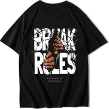 Brz Collection Unisex Oversize Break Rules T-Shirt Siyah