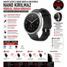 onlinekordon Amazfit Active 2 Smart Watch 44 mm Uyumlu Nano Kırılmaz Hidrojel Ekran Koruyucu 2 Adet Darbe Emici Tam Koruma
