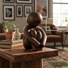 İki Yedi Konsept Modorso 773 Ahşap Görünümlü Içsel Sessizlik Figürü Modern Dekoratif Heykel Salon Ofis Objeler