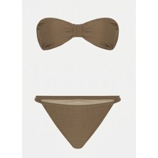 Brandhills SÜTLÜ KAHVE Renk Dokulu Straplez Bikini Takımı