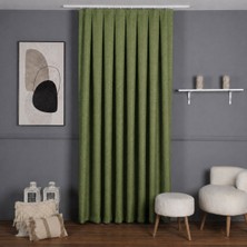 Mebelport Curtain Sık Pileli Keten Blackout Perde - %100 Karartma Fon Perde - Hazır Korniş Dikimli
