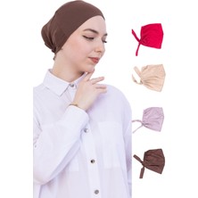 Modish Group Kadın Tesettür Bone Bağcıklı Dikişsiz Penye 4 Parça Set