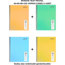 Mynote Text Pastel Defter A4 40+60+80+100 Yaprak Kareli 4 Adet