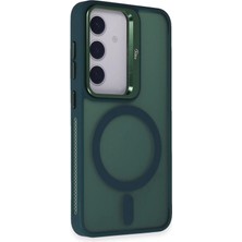 Zenvia Mey Ithalat®  Samsung Galaxy S24 Flet Lens Magsafe Kapak - Koyu Yeşil