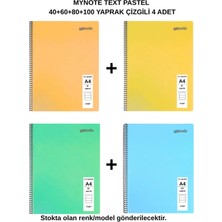 Mynote Text Pastel Defter A4 40+60+80+100 Yaprak Çizgili 4 Adet