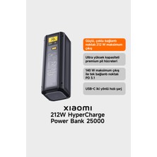 Xiaomi Power Bank 25000 Mah 212W Hypercharge Siyah Yüksek Kapasite ve Hızlı Şarj Teknolojisi