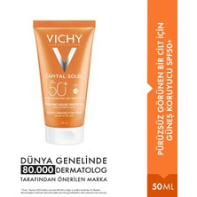 Vichy Capital Soleil SPF50+ Güneş Koruyucu Krem Kuru Ciltler İçin Pürüzsüz Görünüm Sağlar 50 ml