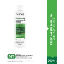 Vichy Dercos Kepek Önleyici Şampuan - Kuru ve Yıpranmış Saçlar için, Hassas Saç Derisine Uygun, 200 ml