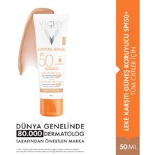 Vichy Capital Soleil SPF50+ leke karşıtı güneş kremi, tüm cilt tiplerinde yüksek koruma ve bakım sağlar