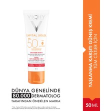 Vichy Capital Soleil SPF 50+ Yüz Güneş Kremi 50 ml – Tüm Cilt Tipleri İçin Nemlendirici ve Yaşlanma Karşıtı UVA/UVB Koruma