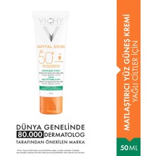 Vichy Capital Soleil Yüz Güneş Kremi SPF 50+ UVA/UVB Koruma – Matlaştırıcı ve Nemlendirici, Tüm Cilt Tipleri için 50 ml