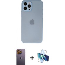 Pileli Store Pilelistore™ iPhone 12 Pro Kılıf Atlas Minimal Prime - Siyah 3D Antistatik Seramik Nano Ekran Koruyucu + Neon Fosforlu Kamera Lens - Sı